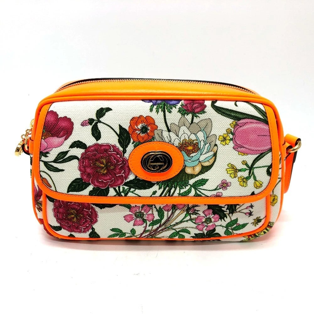 GUCCI FLORA BAG SHOULDER BAG CANVAS/LEATHER: GUCCI flora Bag Shoulder Bag Canvas/Leather Brand: GUCCI Type/Style: Shoulder Bag Material: Canvas / Leather Color: Multicolor x Gold Hardware Size: W10.4xH6.9xD2.8inch / W26.5cmxH17.5cmxD7cm