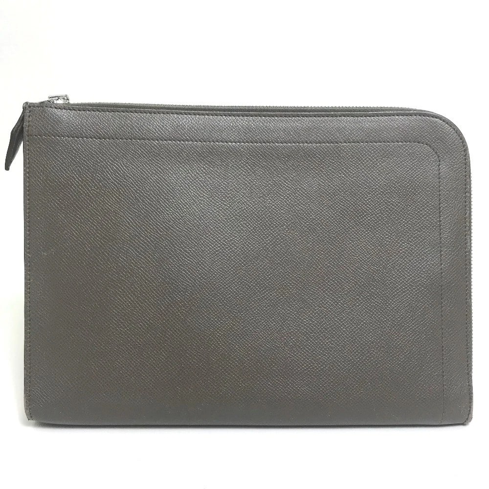 HERMES L-SHAPED FASTENER ZIP COMPUTER CLUCH BAG: HERMES L-shaped fastener Zip Computer Cluch Bag Brand: HERMES Type/Style: Clutch bag Material: Epsom Color: Gray Based / SilverHardware Size: W11.0xH7.9xD1.0inch / W28cmxH20cmxD2.5cm Accessories: