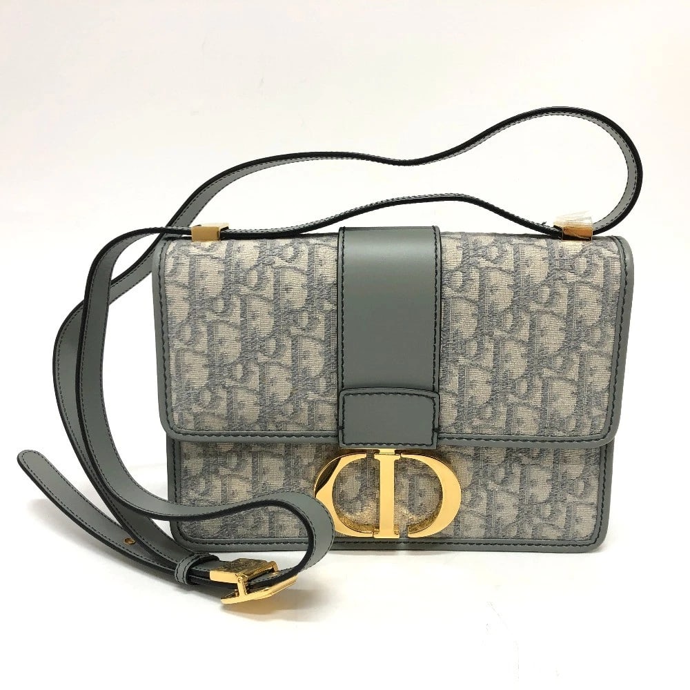 DIOR CD LOGO MONTAIGNE OBLIQUE BAG SHOULDER BAG: Dior CD logo Montaigne Oblique Bag Shoulder Bag Brand: Dior Type/Style: Shoulder Bag Material: Leather/Canvas Color: gray/GoldHardware Size: W9.4xH6.7xD2.0inch / W24cmxH17cmxD5cm Accessories: None