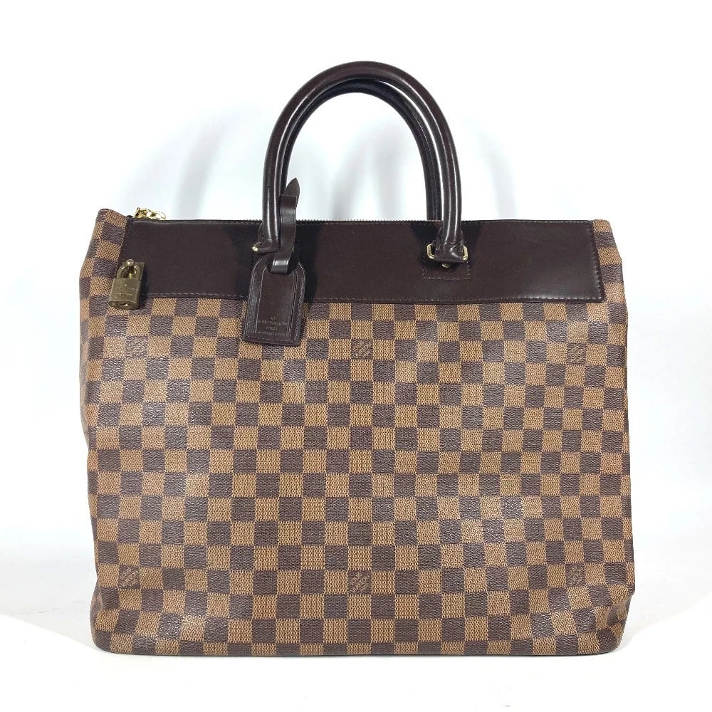 LOUIS VUITTON DAMIER GREENWICH PM DUFFLE BAG: LOUIS VUITTON Damier Greenwich PM Duffle Bag Brand: LOUIS VUITTON Type/Style: Hand Bag Material: Damier Canvas Color: Ebene / Brown Size: W14.8xH13.2xD8.9inch / W37.5cmxH33.5cmxD22.5cm Accessories