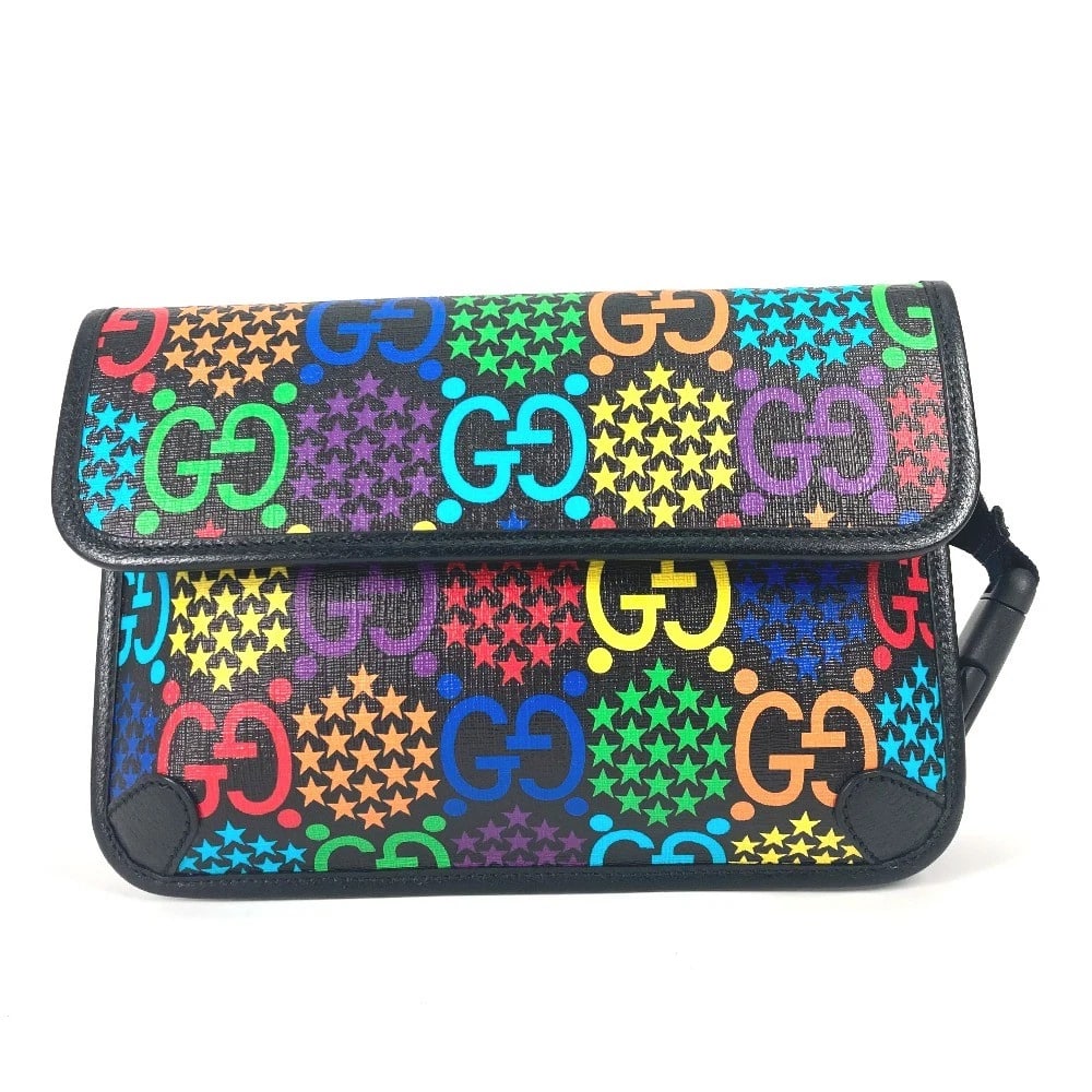 GUCCI GG SUPREME PSYCHEDELIC BELT BAG BAG: GUCCI GG Supreme psychedelic belt bag Bag Brand: GUCCI Type/Style: body bag Material: Leather / PVC Color: Multicolor x Black Size: W9.4xH7.1inch / W24cmxH18cm Accessories: None Accessorie