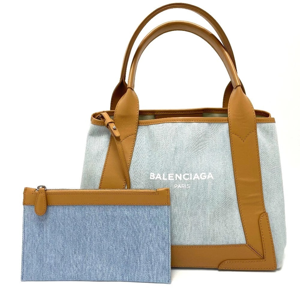 BALENCIAGA LOGO PRINT NAVY CABAS S HAND BAG (1 of 6)