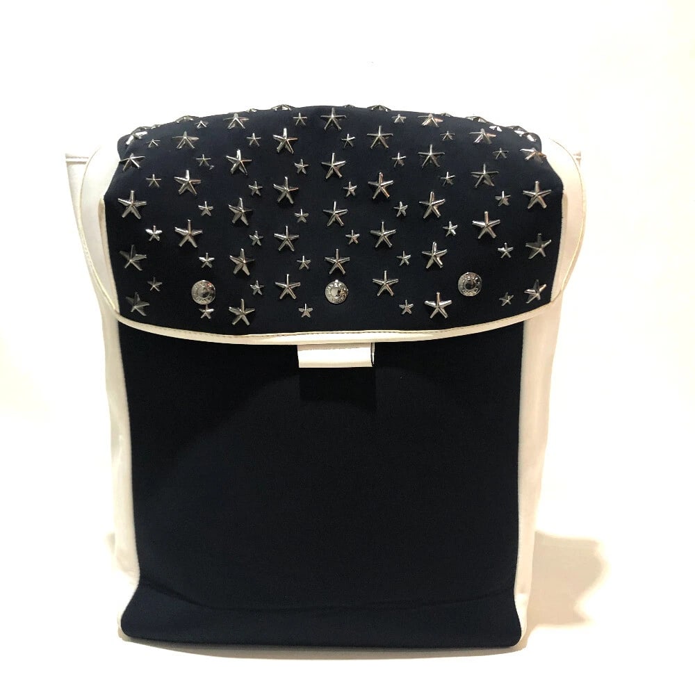 JIMMY CHOO BICOLOR BACKPACK STAR STUDS BLACK: JIMMY CHOO Bicolor Backpack Star studs Black Brand: JIMMY CHOO Type/Style: Backpack-Bag Material: Leather / Jersey Color: Black / Black x White Size: W9.8 x H13.4 x D3.9inch / W25cm x H34cm x D10cm