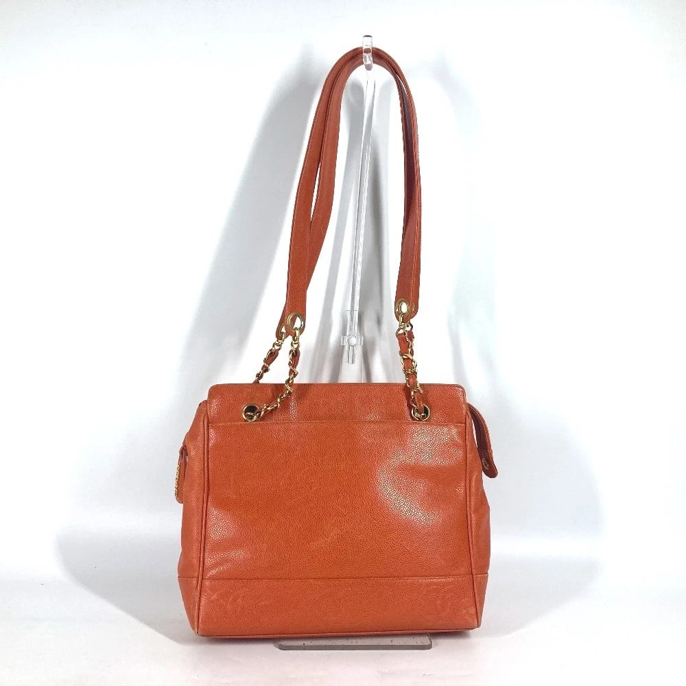 CHANEL CHAIN BAG TRIPLE COCO CC CC MARK SHOULDER BAG: CHANEL Chain bag Triple Coco CC CC Mark Shoulder Bag Brand: CHANEL Type/Style: Tote Bag Material: Caviar Leather Color: orange Size: W10.6xH9.4xD3.5inch / W27cmxH24cmxD9cm Accessories: None
