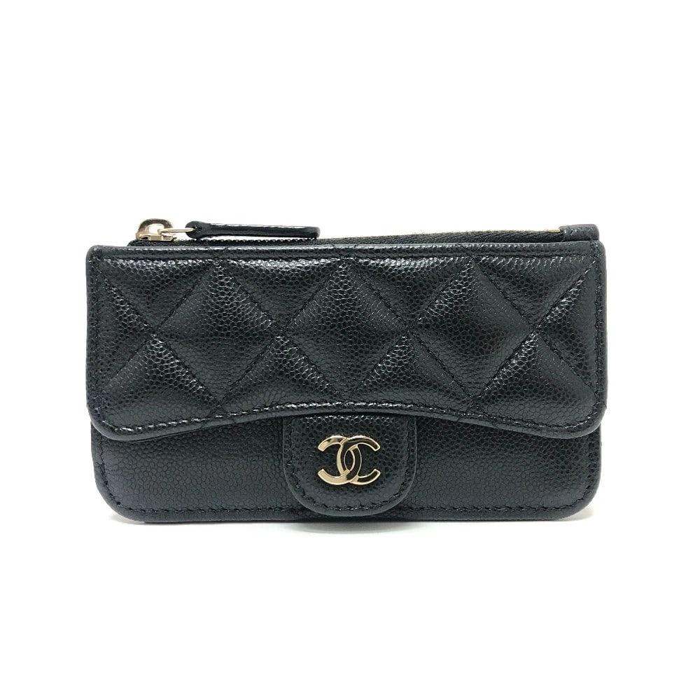CHANEL CC MARK MATELASSE CLASSIC ZIP CARD CASE COIN PURSE: CHANEL CC Mark Matelasse Classic Zip Card Case coin purse Brand: CHANEL Type/Style: coin purse Material: Caviar Leather Color: Black / GoldHardware Size: W5.3xH2.8inch / W13.5cmxH7cm Accessories: