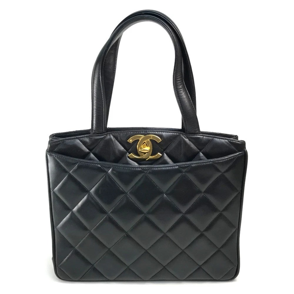CHANEL CC MARK MATELASSE HAND BAG TOTE BAG: CHANEL CC Mark Matelasse Hand Bag Tote Bag Brand: CHANEL Type/Style: Tote Bag Material: lambskin leather Color: Black x Gold Hardware Size: W10.8xH9.1xD3.1inch / W27.5cmxH23cmxD8cm Accessories: None