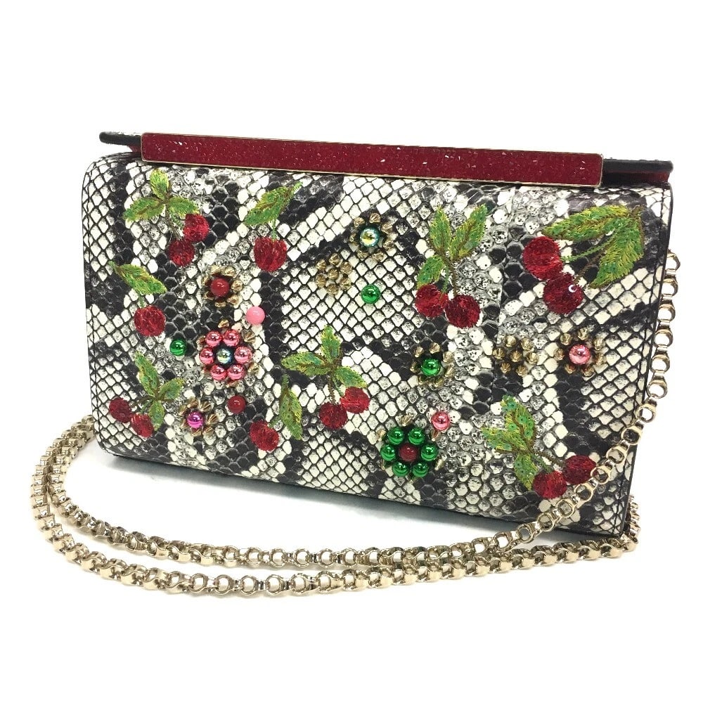 UNCHRISTIAN LOUBOUTIN CHERRY SHOULDER BAG: UNCHRISTIAN LOUBOUTIN Cherry Shoulder Bag Brand: Christian Louboutin Type/Style: Shoulder Bag Material: Leather Color: multicolor / white / red Size: W3.2xH4.7xD1.6inch / W8.1cmxH11.9cmxD4cm