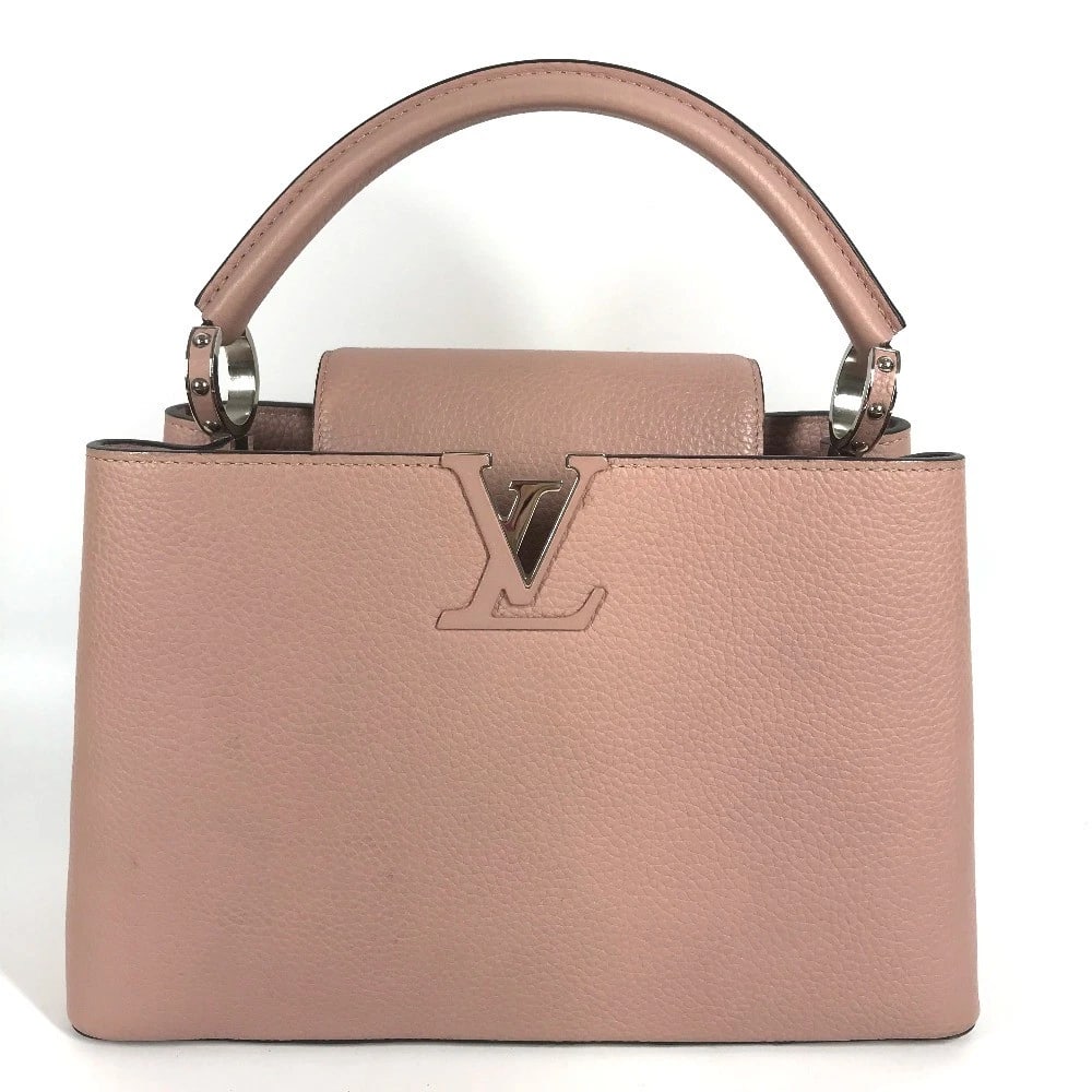 LOUIS VUITTON CAPUCINES PM TOTE BAG HAND BAG: LOUIS VUITTON Capucines PM Tote Bag Hand Bag Brand: Louis Vuitton Type/Style: Hand Bag Material: Taurillon CleceLeather Color: Magnolia / pink Size: W12.2xH7.7xD4.1inch / W31cmxH19.5cmxD10.5cm Acc
