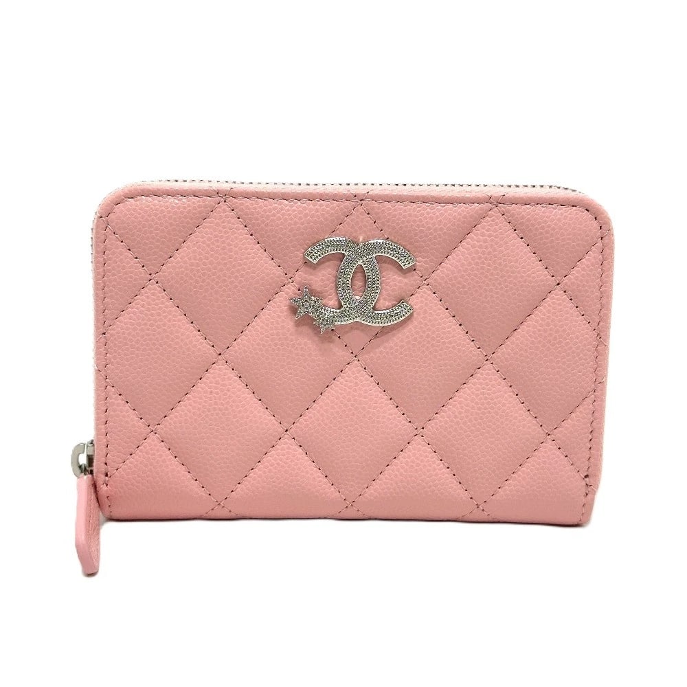 CHANEL MATELASSE COCO STAR COMPACT FOLDED WALLET: CHANEL Matelasse coco star Compact Folded wallet Brand: CHANEL Type/Style: Folded wallet Material: caviar Leather Color: Pink Size: W4.7xH3.1xD0.8inch / W12cmxH8cmxD2cm Accessories: None Accessories