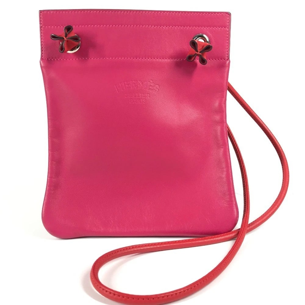 HERMES BICOLOR SAC ALINE MINI CROSSBODY POCHETTE BAG SHOULDER BAG: HERMES Bicolor Sac Aline Mini Crossbody Pochette bag Shoulder Bag Brand: HERMES Type/Style: Shoulder Bag Material: Leather Color: pinkxred Size: W7.5xH8.9inch / W19cmxH22.5cm Accessories: None