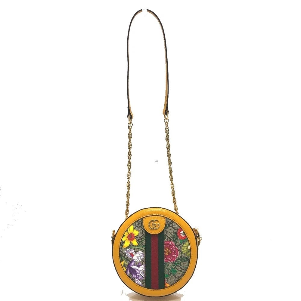 GUCCI GG FLORA WEBBING SHOULDER BAG SHOULDER BAG: GUCCI GG flora webbing shoulder bag Shoulder Bag Brand: GUCCI Type/Style: Shoulder Bag Material: GG Supreme Canvas Color: Yellow Size: W7.5xH7.5xD2.0inch / W19cmxH19cmxD5cm Accessories: None <