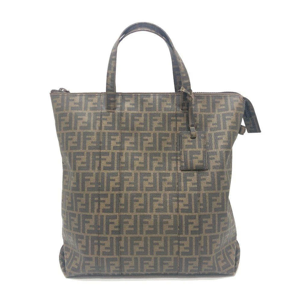 FENDI ZUCCA PATTERN TOTE BAGS BAGS HANDBAGS: FENDI Zucca pattern Tote Bags Bags Handbags Brand: FENDI Type/Style: Tote Bag Material: PVC Color: Brown Size: W17.7xH16.5xD5.5inch / W45cmxH42cmxD14cm Handle: 18.1inch / 46cm Accessories: None