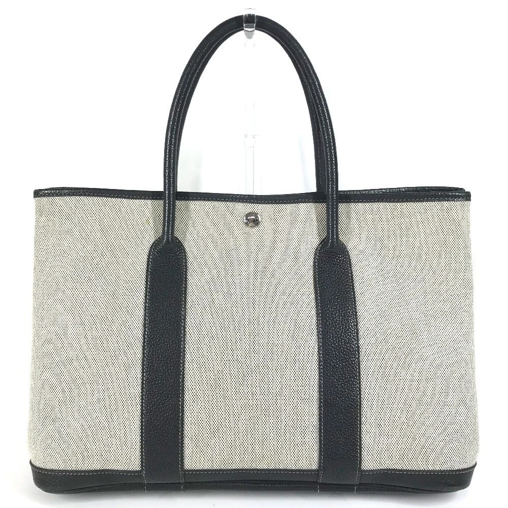 HERMES GARDEN PARTY PM HAND BAG TOTE BAG: HERMES Garden Party PM Hand Bag Tote Bag Brand: HERMES Type/Style: Tote Bag Material: Toile H / Leather Color: Black / Gray Size: W14.2xH9.8xD6.7inch / W36cmxH25cmxD17cm Accessories: None