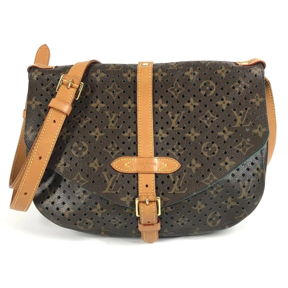 LOUIS VUITTON MONOGRAMPERFO FURORE SAUMUR CROSSBODY SHOULDER BAG: LOUIS VUITTON MonogramPerfo Furore Saumur Crossbody Shoulder Bag Brand: Louis Vuitton Type/Style: Shoulder Bag Material: MonogramCanvas Color: Turquoise / bluexBrown Size: W11.6xH8.5xD2.4inch / W29.5c
