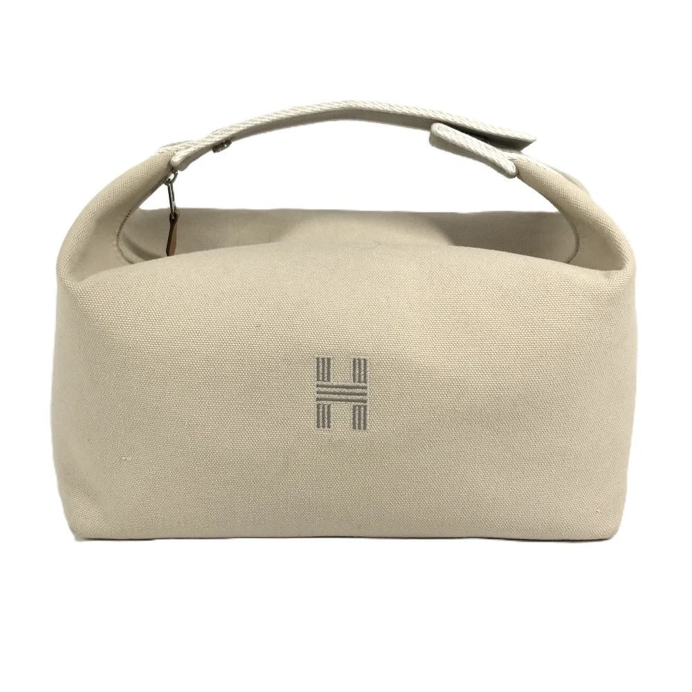 HERMES BRIDEA BLACK GM BAG POUCH VANITY BAG: HERMES Bridea Black GM Bag pouch vanity bag Brand: HERMES Type/Style: Hand Bag Material: cotton Color: Beige Size: W9.4xH4.7xD5.7inch / W24cmxH12cmxD14.5cm Accessories: None Accessories No