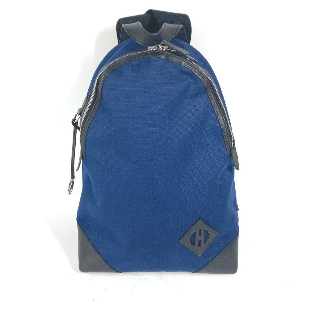 HERMES H LOGO SAC ADD SLICKED BACK BAG: HERMES H logo Sac Add Slicked Back Bag Brand: HERMES Type/Style: Backpack Material: Leather/Canvas Color: Blue x Black Size: W10.8xH14.2xD5.1inch / W27.5cmxH36cmxD13cm Accessories: None Ac