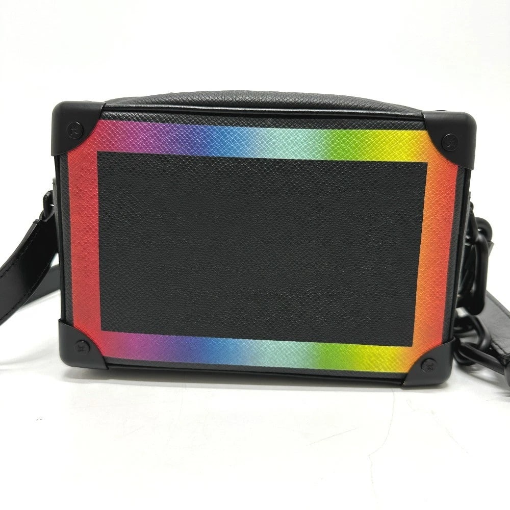 LOUIS VUITTON TAIGA MINI SOFT TRUNK SHOULDER BAG: LOUIS VUITTON Taiga Mini Soft Trunk Shoulder Bag Brand: LOUIS VUITTON Type/Style: Shoulder Bag Material: Taiga Leather Color: Black Size: W7.1xH4.7xD3.0inch / W18cmxH12cmxD7.5cm Accessories: None