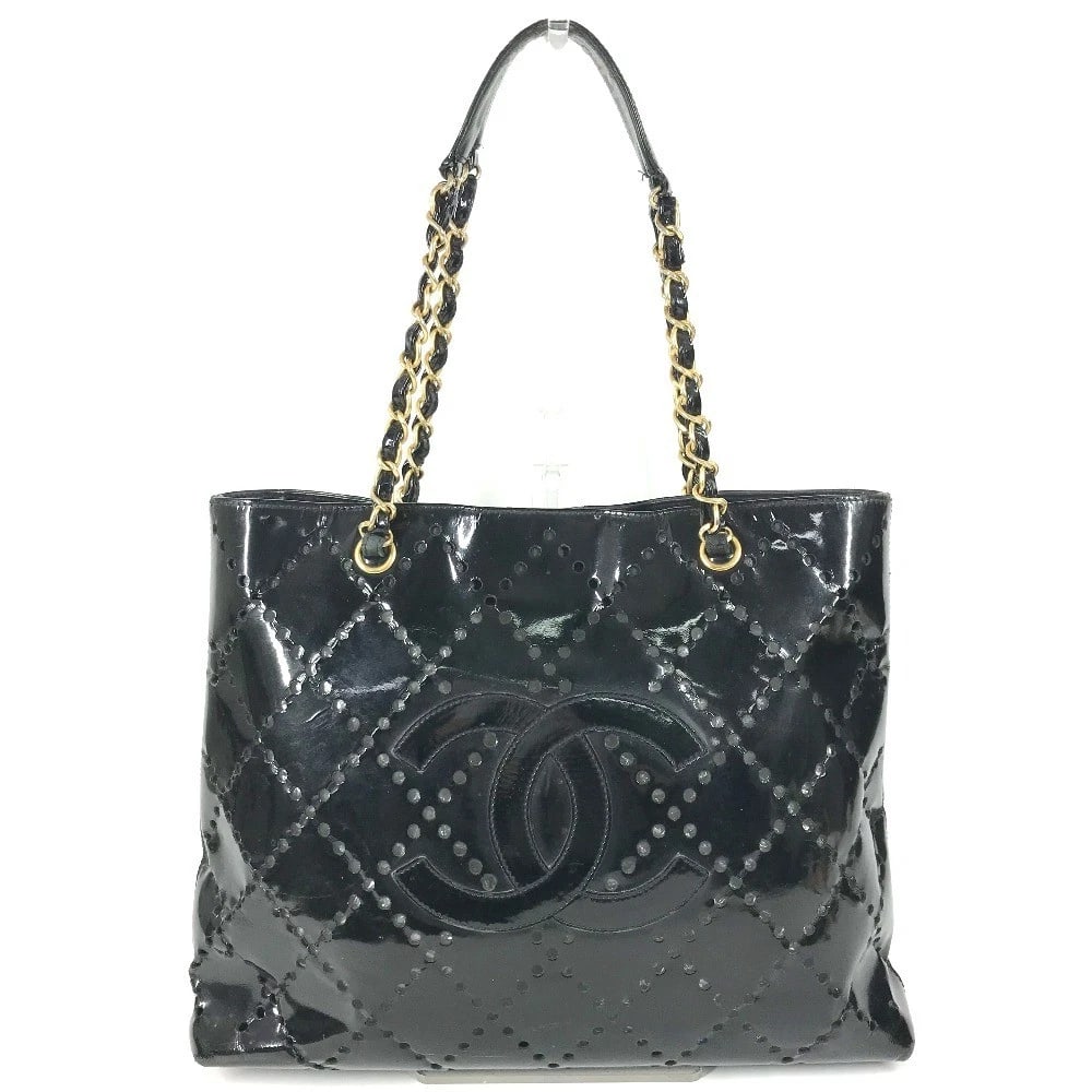 CHANEL CHAIN CC LOGO QUILTED CC MARK PUNCHING TOTE BAG (1 of 8)