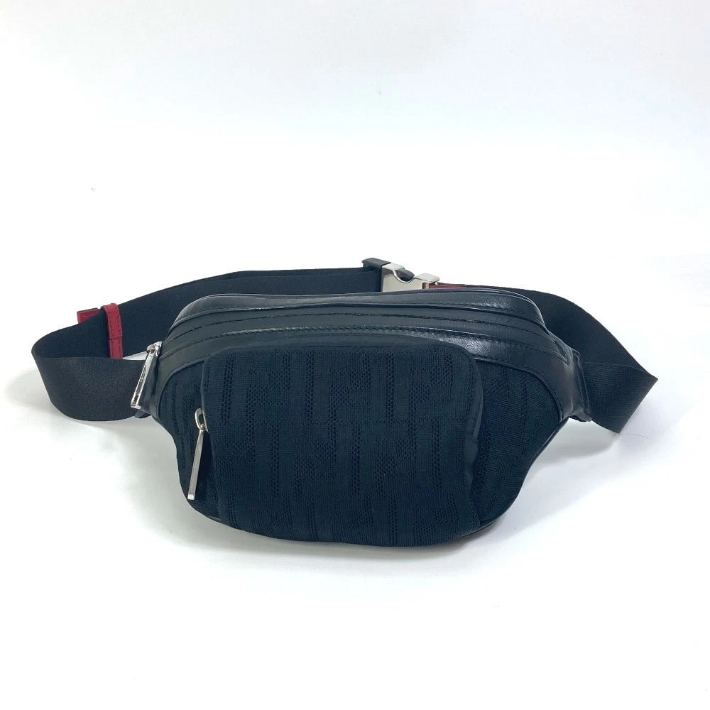 FENDI CROSSBODY SHOULDER BAG ZUCCA MESH BODY BAG: FENDI Crossbody Shoulder Bag Zucca mesh body bag Brand: FENDI Type/Style: body bag Material: polyamide / Leather Color: Black x Red Size: W5.3xH5.1inch / W13.5cmxH13cm Accessories: None Ac
