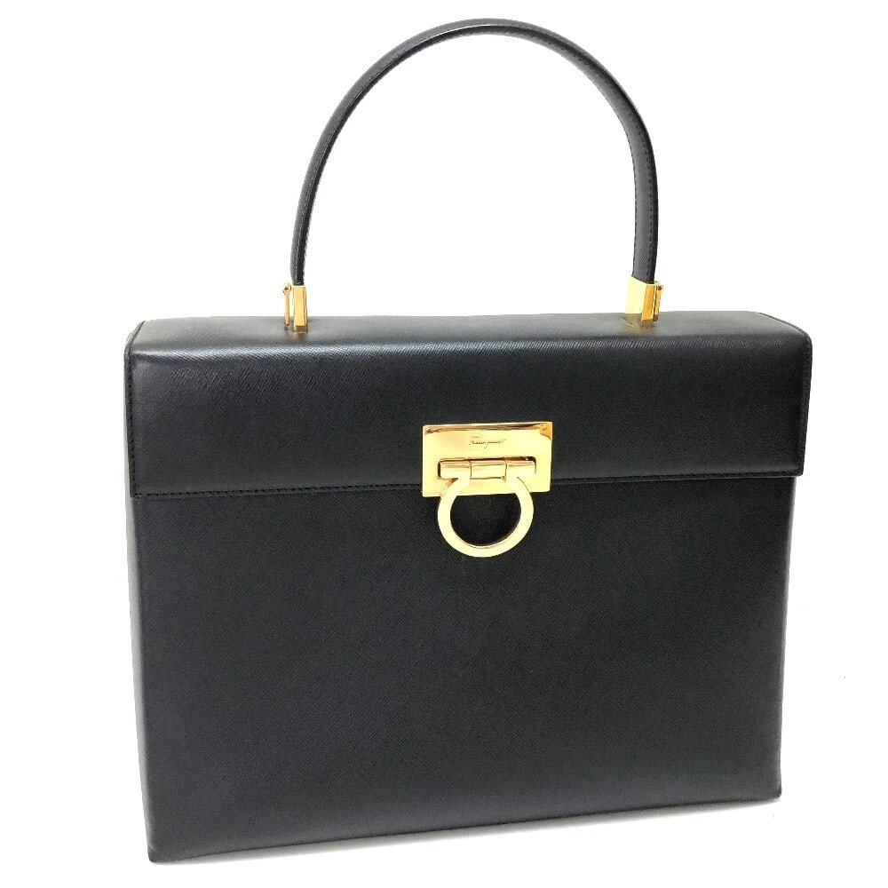 SALVATORE FERRAGAMO GANCINI 2 WAY BAG SHOULDER BAG: SALVATORE FERRAGAMO Gancini 2 WAY Bag Shoulder Bag Brand: Salvatore Ferragamo Type/Style: Hand Bag Material: Leather Color: Black / Gold Hardware Size: W11.4 x H8.7 x D4.5inch / W29cm x H22cm x
