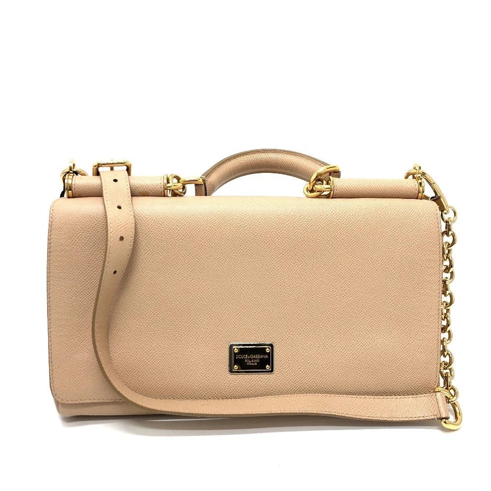 DOLCE&GABBANA SICILY PLATE 2WAY BAG SHOULDER BAG: DOLCE&GABBANA sicily plate 2WAY bag Shoulder Bag Brand: DOLCE&GABBANA Type/Style: Shoulder Bag Material: Leather Color: Beige / GoldHardware Size: W11.8xH6.7xD3.9inch / W30cmxH17cmxD10cm Handle: 8.7in