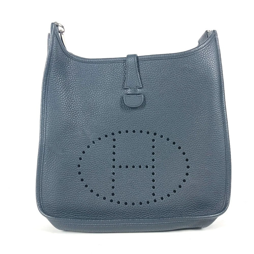 HERMES PUNCHING H LOGO EVELYNE 3 PM CROSSBODY BAG: HERMES Punching H logo Evelyne 3 PM Crossbody bag Brand: HERMES Type/Style: Shoulder Bag Material: Taurillon Clece Color: Navy / SilverHardware Size: W11.0xH10.4xD2.4inch / W28cmxH26.5cmxD6cm Acce