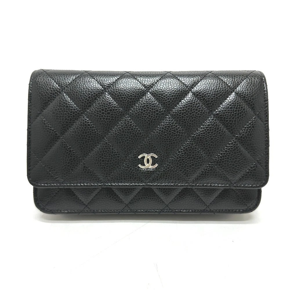 CHANEL CC MATELASSE LONG WALLET SHOULDER BAG: CHANEL CC Matelasse Long Wallet Shoulder Bag Brand: CHANEL Type/Style: Shoulder Bag Material: caviar Leather Color: Black x Silver Hardware Size: W7.5xH4.7xD1.2inch / W19cmxH12cmxD3cm Accessories:
