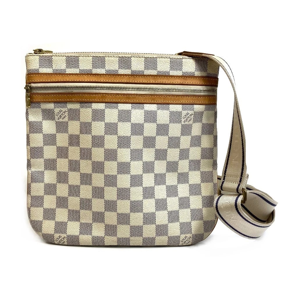 LOUIS VUITTON DAMIERAZUR POCHETTE BOSPHORE CROSSBODY SHOULDER BAG: LOUIS VUITTON DamierAzur Pochette Bosphore Crossbody Shoulder Bag Brand: LOUIS VUITTON Type/Style: Shoulder Bag Material: Damier Azur Canvas Color: Azur /White Size: W9.6xH9.8inch / W24.5cmxH25cm