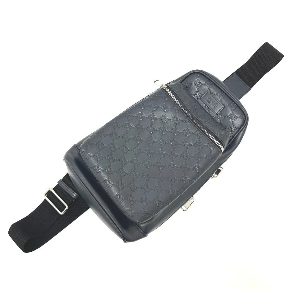 GUCCI GUCCISSIMA BODY BAG CROSSBODY BAG SHOULDER BAG: GUCCI Guccissima body bag Crossbody Bag Shoulder Bag Brand: GUCCI Type/Style: Shoulder Bag Material: Leather Color: Navy / Black Size: W8.3xH13.4xD3.5inch / W21cmxH34cmxD9cm Accessories: None