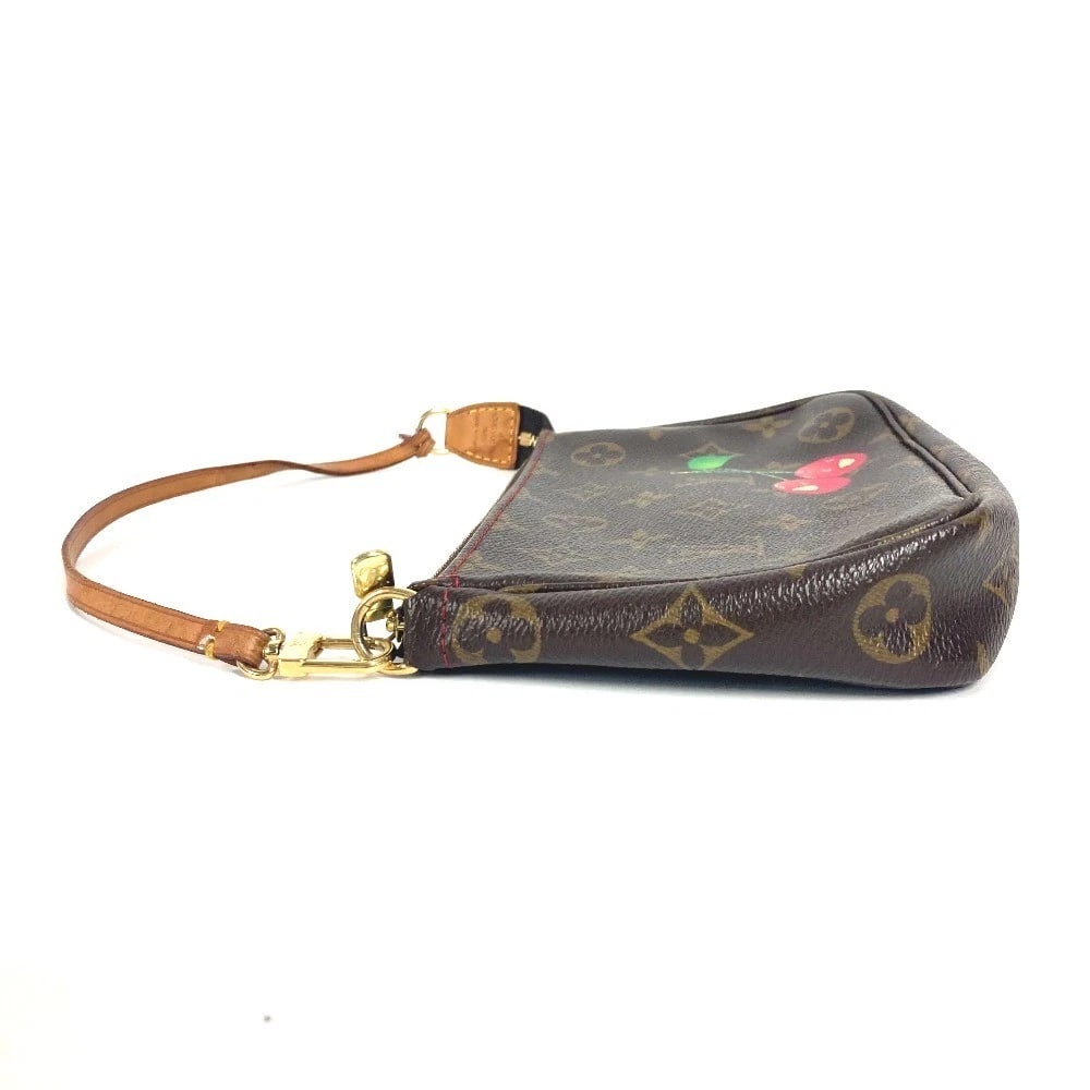 LOUIS VUITTON MONOGRAM CHERRY MURAKAMI BAG POUCH: LOUIS VUITTON Monogram Cherry Murakami bag pouch Brand: LOUIS VUITTON Type/Style: Accessory pouch Material: Monogram CherryCanvas Color: Brown / Red Size: W8.3xH4.9xD1.0inch / W21cmxH12.5cmxD2.5cm