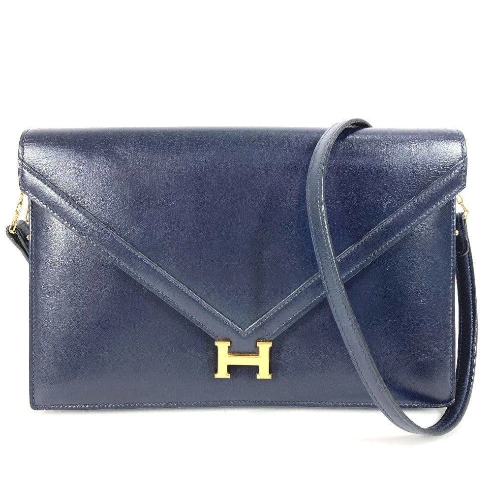 HERMES HHARDWARE LOGO FLAP LIDI 2WAY BAG: HERMES HHardware Logo Flap Lidi 2WAY Bag Brand: HERMES Type/Style: Shoulder Bag Material: Bock Scarf Color: Navy / GoldHardware Size: W10.0xH6.7xD1.4inch / W25.5cmxH17cmxD3.5cm Accessories: None <