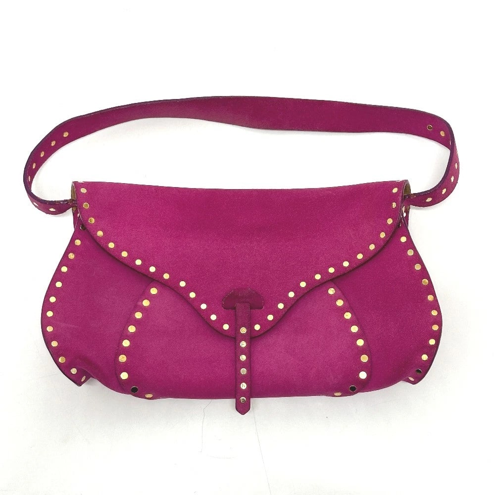 CELINE STUDS BAG SHAWL SHOULDER BAG: CELINE Studs bag shawl Shoulder Bag Brand: CELINE Type/Style: Shoulder Bag Material: suede Color: pink Size: W11.2xH5.9xD2.0inch / W28.5cmxH15cmxD5cm Handle: 19.7inch / 50cm Accessories: None