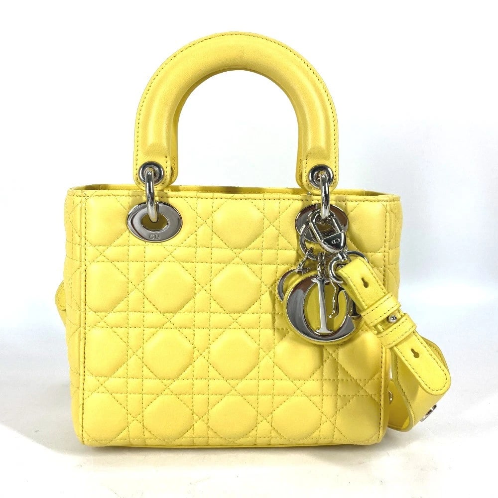 CHRISTIAN DIOR MY ABCDIOR 2WAY HAND BAG: CHRISTIAN DIOR My ABCDior 2WAY Hand Bag Brand: Dior Type/Style: Hand Bag Material: Lambskin Leather Color: Yellow Size: W7.7xH6.5xD2.8inch / W19.5cmxH16.5cmxD7cm Accessories: None Accessories Notice: