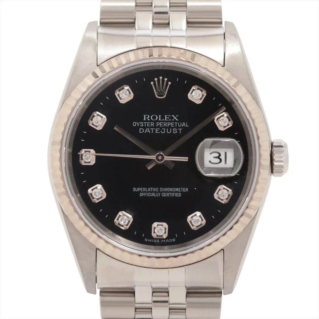 ROLEX DATEJUST 36 AT BLACK DIAL WATCH: Rolex Datejust 36 At Black Dial Watch Brand: Rolex Type/Style: Wristwatch Material: SS?WG Color: Dial Color Black Size: Case:W1.2 x H1.2inch / W36 x H36 Circumference of Wrist:7.9inch / 20 Accesso