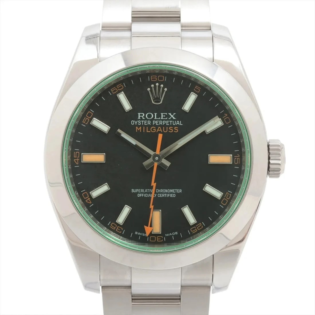 ROLEX MILGAUSS SS AT BLACK DIAL WATCH: Rolex Milgauss Ss At Black Dial Watch Brand: Rolex Type/Style: Wristwatch Material: SS Color: Dial Color Black Size: Case:W1.6 x H1.6inch / W40 x H40 Circumference of Wrist:7.3inch / 18.5