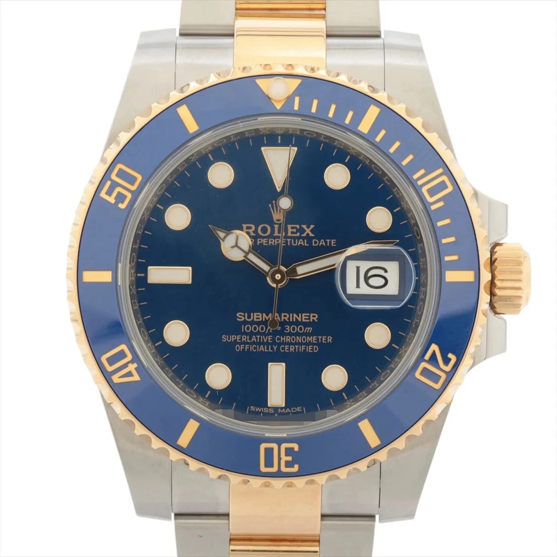 ROLEX SUBMARINER DATE AT BLUE DIAL WATCH: Rolex Submariner Date At Blue Dial Watch Brand: Rolex Type/Style: Wristwatch Material: SS?YG Color: Dial Color Blue Size: Case:W1.6 x H1.6inch / W40 x H40 Circumference of Wrist:7.9inch / 20