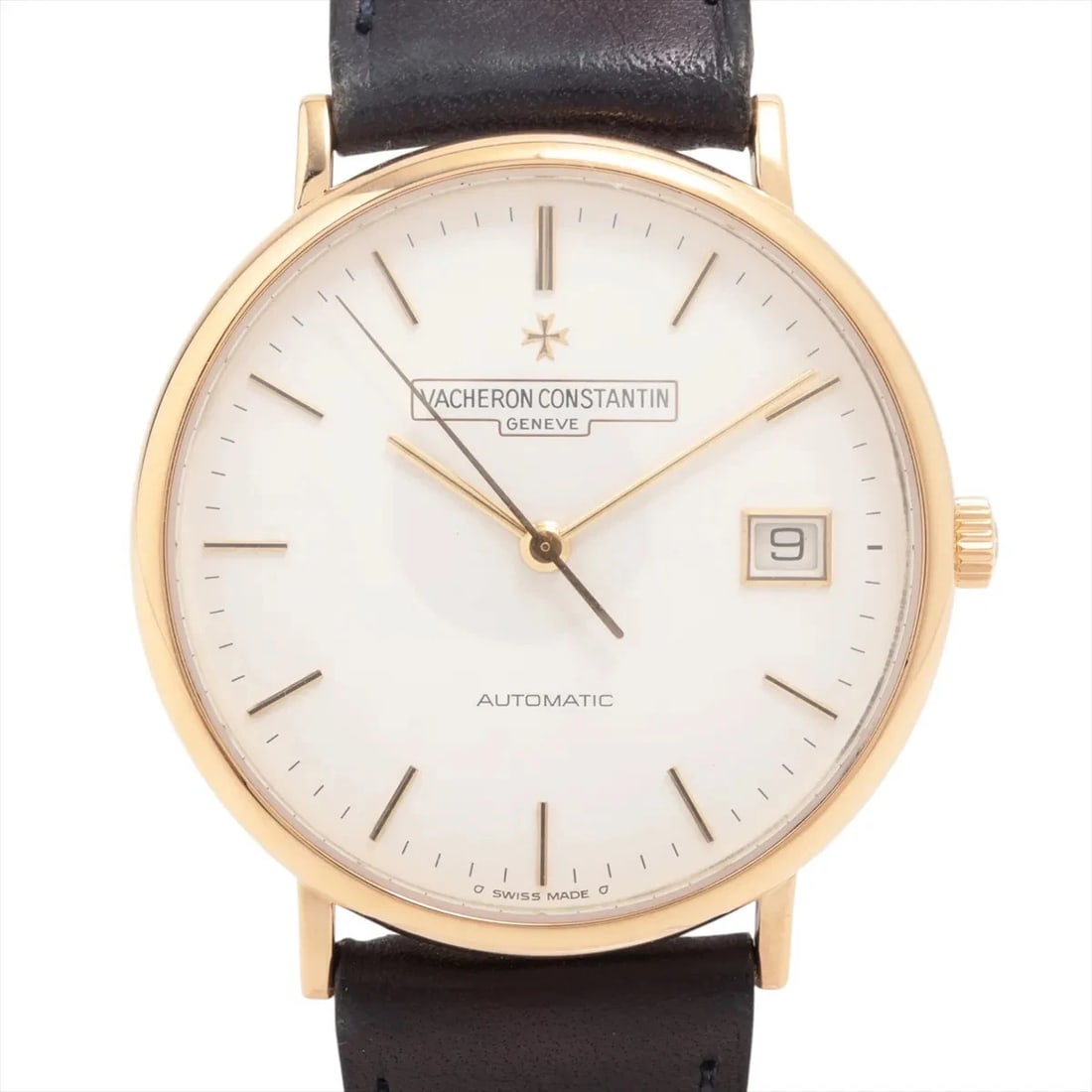 VACHERON CONSTANTIN PATRIMONY YG & EXTERNALLY MANUFACTURED LEATHER WATCH: Vacheron Constantin Patrimony Yg & Externally Manufactured Leather Watch Brand: Vacheron Constantin Type/Style: Wristwatch Material: YG & externally manufactured leather Color: Dial Color White Size: 