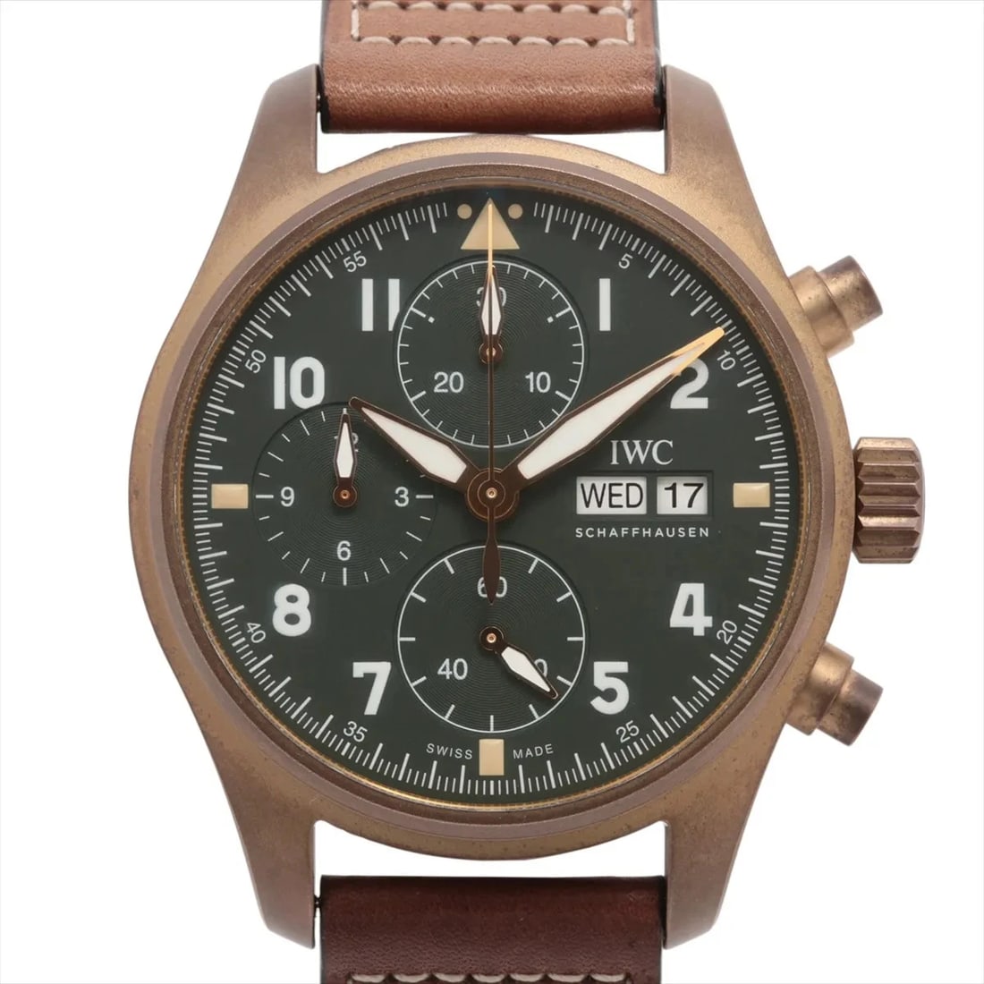 PILOT PILOT WATCH CHRONOGRAPH SPITFIRE BRONZE X LEATHER AT GREEN WATCH: Pilot Pilot Watch Chronograph Spitfire Bronze X Leather At Green Watch Brand: pilot Type/Style: Wristwatch Material: Bronze x leather Color: Dial Color Green Size: Case:W1.6 x H1.6inch / W41 x H41 Cir