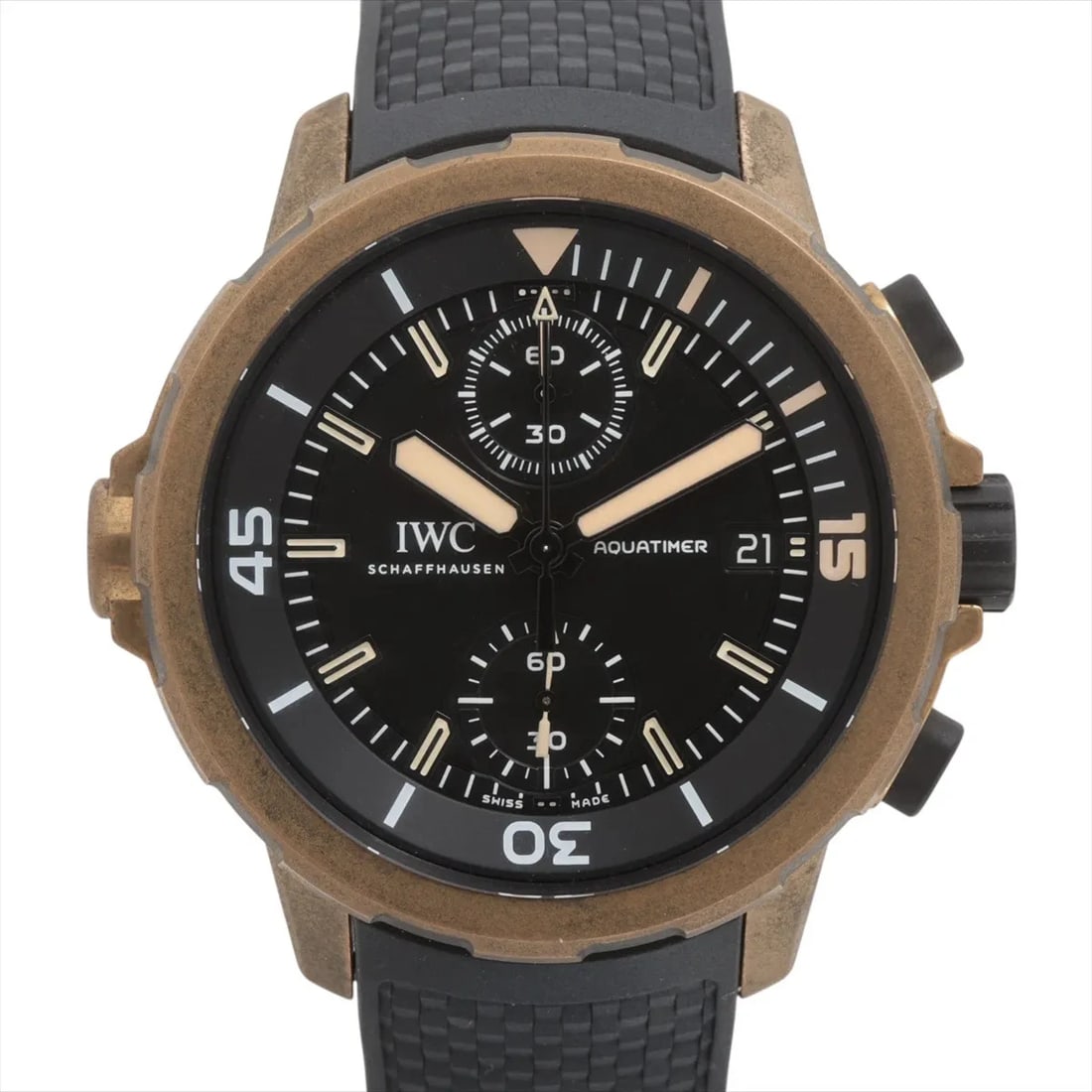 IWC AQUATIMER CHRONOGRAPH EXPEDITION TI X BRONZE RUBBER WATCH: Iwc Aquatimer Chronograph Expedition Ti X Bronze Rubber Watch Brand: IWC Type/Style: Wristwatch Material: TI x bronze x rubber Color: Dial Color Black Size: Case:W1.6 x H1.6inch / W44 x H44 Circumfere