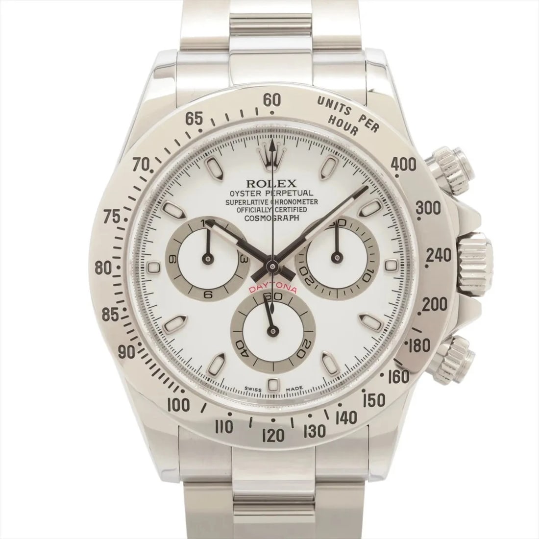 ROLEX COSMOGRAPH DAYTONA SS AT WHITE DIAL WATCH: Rolex Cosmograph Daytona Ss At White Dial Watch Brand: Rolex Type/Style: Wristwatch Material: SS Color: Dial Color White Size: Case:W1.6 x H1.6inch / W40 x H40 Circumference of Wrist:7.3inch / 18.5
