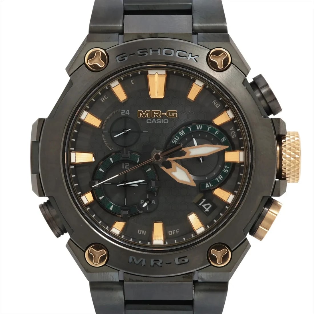 CASIO G-SHOCK MR-G TI SOLAR DARK GREEN DIAL WATCH: Casio G-Shock Mr-G Ti Solar Dark Green Dial Watch Brand: Casio Type/Style: Wristwatch Material: TI Color: Dial Color Dark green Size: Case:W1.6 x H2.0inch / W49.8 x H54.7 Circumference of