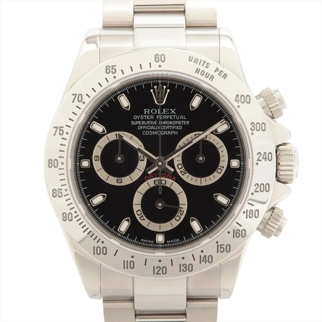 ROLEX COSMOGRAPH DAYTONA SS AT BLACK DIAL WATCH: Rolex Cosmograph Daytona Ss At Black Dial Watch Brand: Rolex Type/Style: Wristwatch Material: SS Color: Dial Color Black Size: Case:W1.6 x H1.6inch / W40 x H40 Circumference of Wrist:7.3inch / 18.5