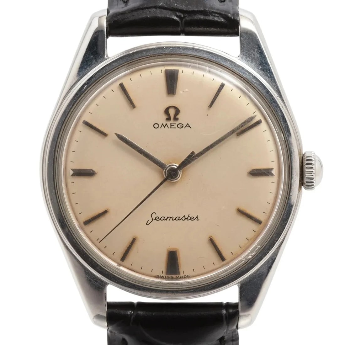 OMEGA SEAMASTER SS EXTERNAL SS X EXTERNAL LEATHER WHITE DIA WATCH: Omega Seamaster Ss External Ss X External Leather White Dia Watch Brand: Omega Type/Style: Wristwatch Material: SS & externally manufactured leather Color: Dial Color White Size: Case:W1.2 x H1.2inch 