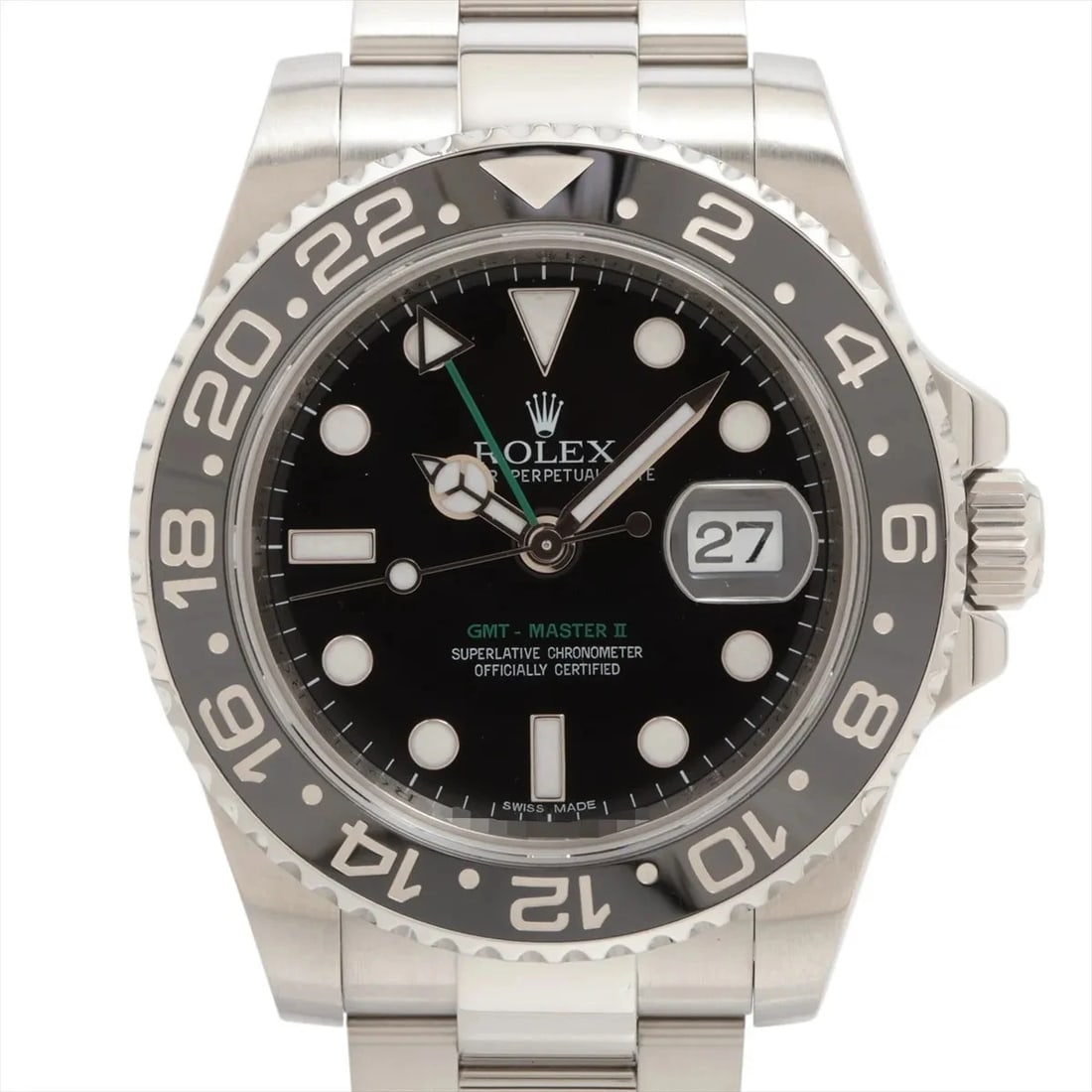 ROLEX GMT MASTER II SS AT BLACK DIAL WATCH: Rolex Gmt Master Ii Ss At Black Dial Watch Brand: Rolex Type/Style: Wristwatch Material: SS Color: Dial Color Black Size: Case:W1.6 x H1.6inch / W40 x H40 Circumference of Wrist:6.7inch / 17 Acces