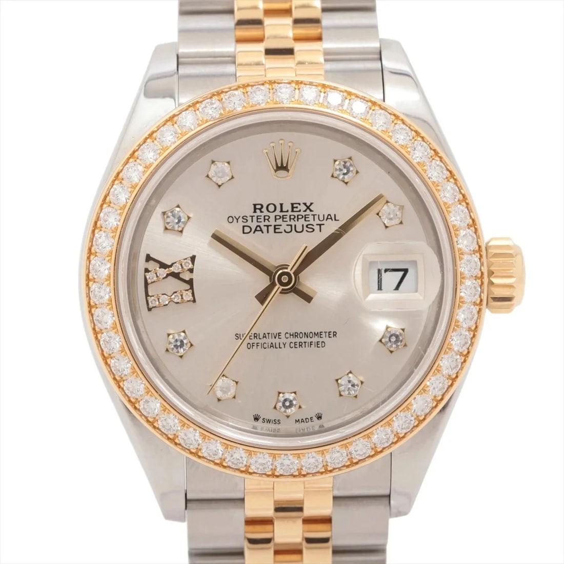 ROLEX LADY DATEJUST AT SILVER WATCH: Rolex Lady Datejust At Silver Watch Brand: Rolex Type/Style: Wristwatch Material: SS?YG Color: Dial Color Silver Size: Case:W0.8 x H0.8inch / W28 x H28 Circumference of Wrist:6.1inch / 15.5 Access