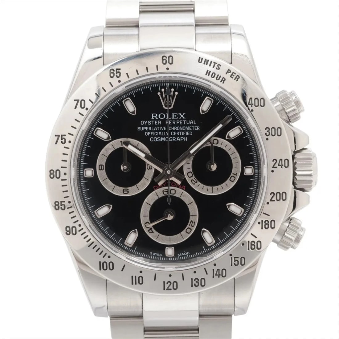 ROLEX COSMOGRAPH DAYTONA SS AT BLACK DIAL WATCH: Rolex Cosmograph Daytona Ss At Black Dial Watch Brand: Rolex Type/Style: Wristwatch Material: SS Color: Dial Color Black Size: Case:W1.6 x H1.6inch / W40 x H40 Circumference of Wrist:7.5inch / 19