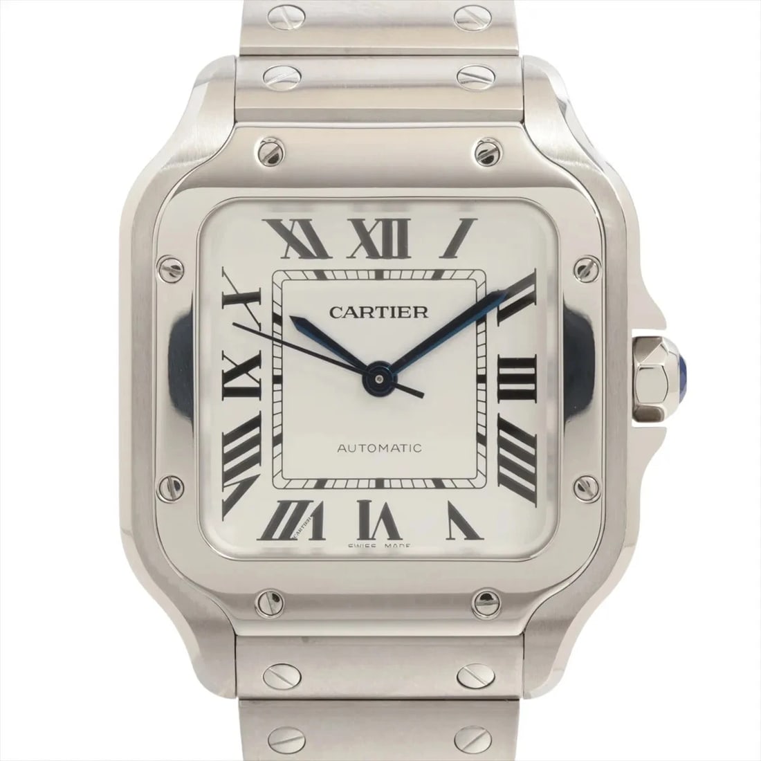 CARTIER SANTOS DOO CARTIER MM SS AT SILVER WATCH: Cartier Santos Doo Cartier Mm Ss At Silver Watch Brand: Cartier Type/Style: Wristwatch Material: SS Color: Dial Color Silver Size: Case:W1.2 x H1.2inch / W35.1 x H35.1 Circumference of Wrist:6.9inch /