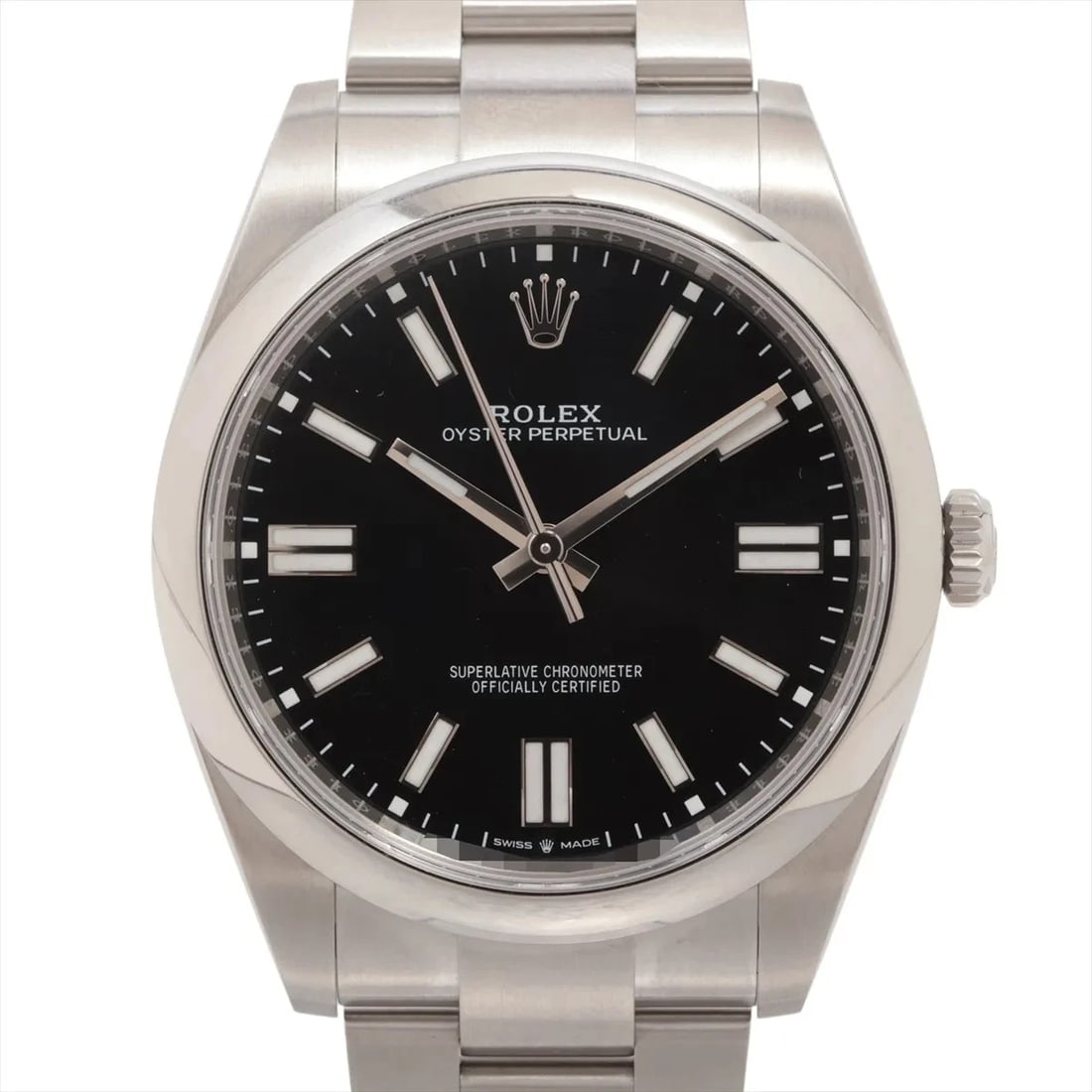 ROLEX OYSTER PERPETUAL 41 SS AT BRIGHT BLACK DIAL OYSTER WATCH (1 of 3)