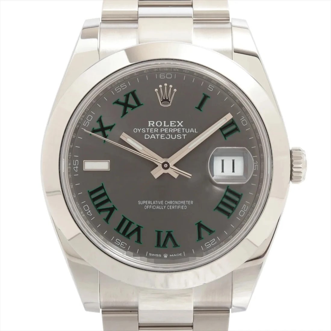 ROLEX DATEJUST 41 SS AT SLATE DIAL OYSTER WATCH: Rolex Datejust 41 Ss At Slate Dial Oyster Watch Brand: Rolex Type/Style: Wristwatch Material: SS Color: Dial Color slate Size: Case:W1.6 x H1.6inch / W41 x H41 Circumference of Wrist:7.3inch / 18.5
