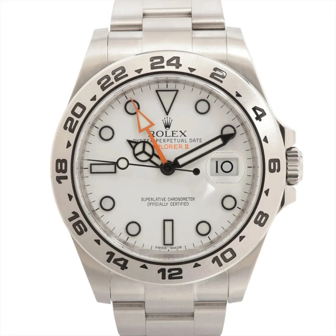ROLEX EXPLORER II SS AT WHITE DIAL WATCH: Rolex Explorer Ii Ss At White Dial Watch Brand: Rolex Type/Style: Wristwatch Material: SS Color: Dial Color White Size: Case:W1.6 x H1.6inch / W42 x H42 Circumference of Wrist:6.7inch / 17 Accesso